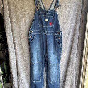 Denim Overalls with Heart Patch